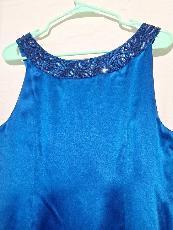 INC Blue Silk Beaded Scoop Neck Sleeveless Shift Style Midi Dress, Sz 12, NWT - Picture 6 of 13